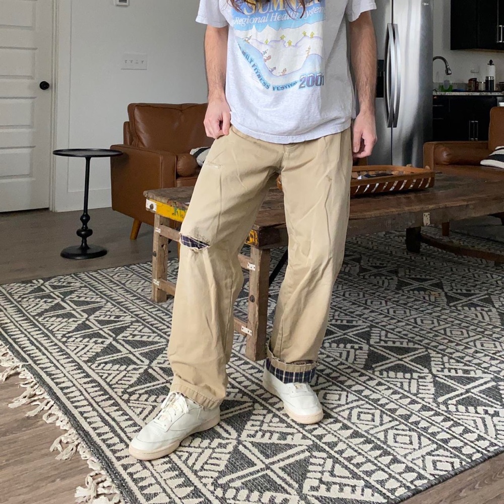 Vintage 90s / y2k L.L.Bean comfort waist flannel lined khaki pants.